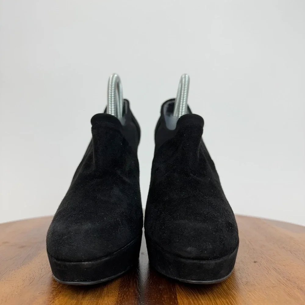 Womens Stuart Weitzman Black Suede Heeled Ankle Boots‎ Booties Size 8.5 M GUC